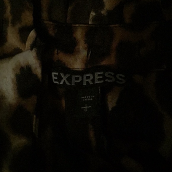 Express Brown Leopard Dress Shirt - Picture 2 of 3